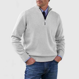 Herren Strickpullover mit Viertelreißverschluss | Stehkragen