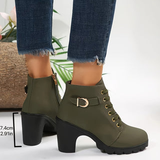 Damen Schnür-Stiefeletten | Blockabsatz