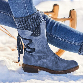 Damen Nieten Rücken Schnürstiefel | Knöchelhöhe