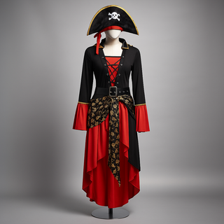 Damen Piratenkostüm | Halloween Maxikleid