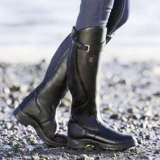 Damen Reitstiefel bis zum Knie | Schnallen-Detail