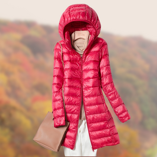 Damen Regen Pufferjacke | Mit Kapuze