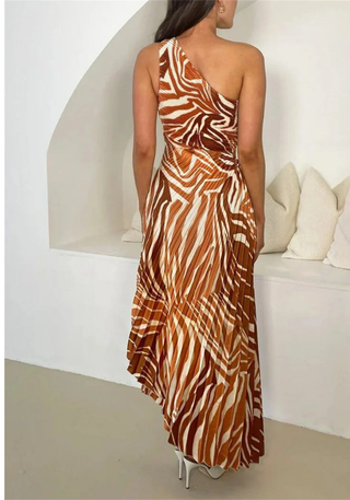 Damen Asymmetrisches Falten Maxikleid | Asymmetrischer Träger