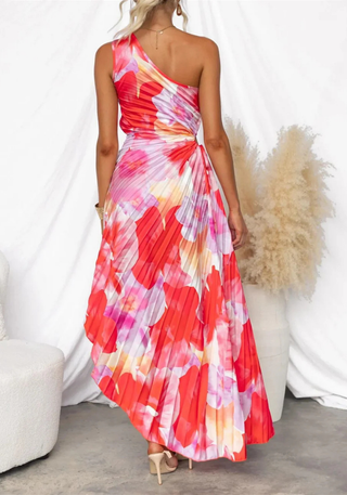 Damen Asymmetrisches Falten Maxikleid | Asymmetrischer Träger