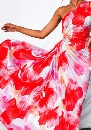 Damen Asymmetrisches Falten Maxikleid | Asymmetrischer Träger