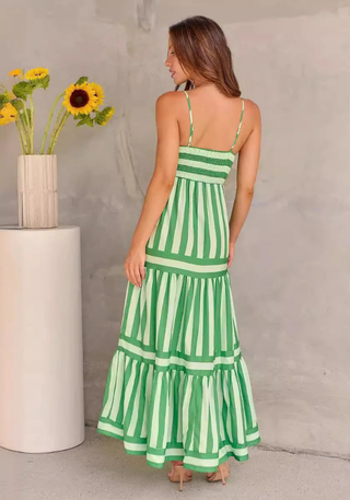 Damen Gestreiftes Sommerkleid | Spaghettiträger Maxi
