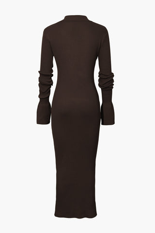 Damen-Langarmkleid mit Rippstrick | Maxi