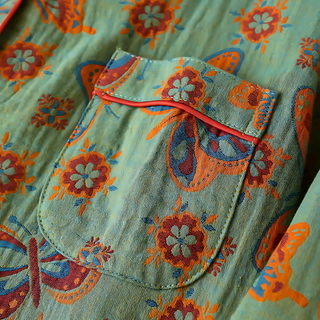 Damen-Pyjamas mit Schmetterlingsmotiv | Mit Knöpfen