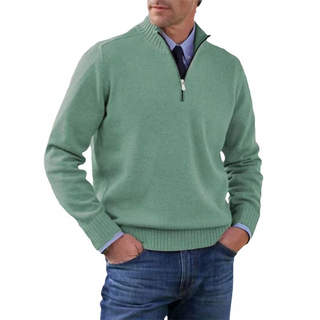 Herren Strickpullover mit Viertelreißverschluss | Stehkragen