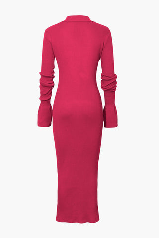 Damen-Langarmkleid mit Rippstrick | Maxi