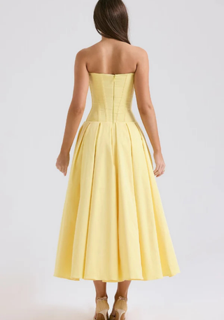 Damen Corsage Trägerloses Kleid | Midikleid