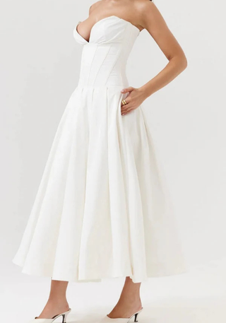 Damen Corsage Trägerloses Kleid | Midikleid