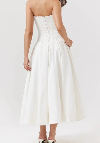 Damen Corsage Trägerloses Kleid | Midikleid