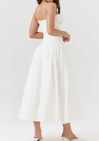 Damen Corsage Trägerloses Kleid | Midikleid