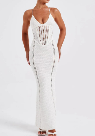 Damen Glitzerndes Bodycon Maxikleid | Spaghetti-Träger