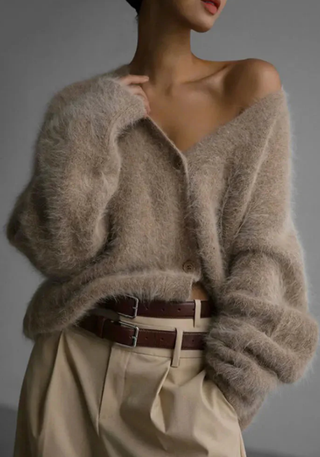Damen Weicher Oversize Strickcardigan | Kuschelig