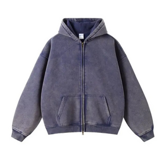 Herren Zip Hoodie im Washed Look | Oversized & Schwer