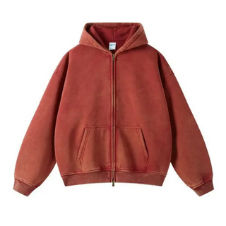 Herren Zip Hoodie im Washed Look | Oversized & Schwer