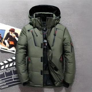 Herren Pufferjacke | Kapuzenparka mit Reißverschlusstaschen