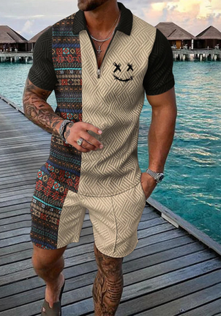 Herren Sommer Set mit Muster & Zipper | Zweiteilig & Auffällig