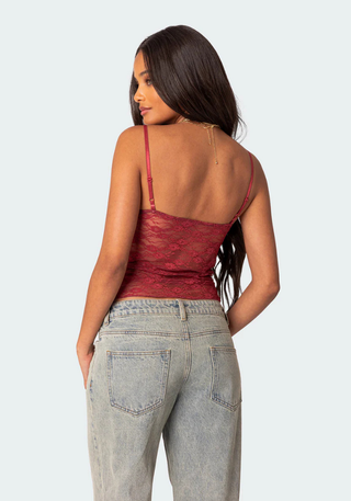 Damen Transparente Spitzen Tanktop | Verstellbare Träger