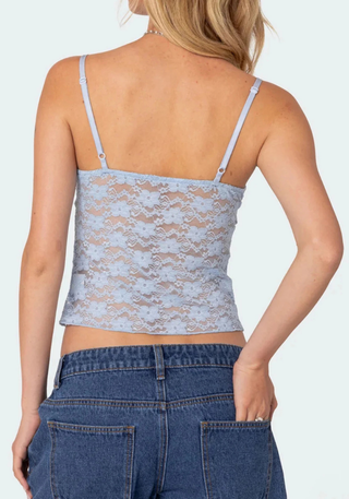 Damen Transparente Spitzen Tanktop | Verstellbare Träger