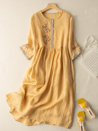 Midi-Kleid mit Stickerei für Frauen | Lockere Passform