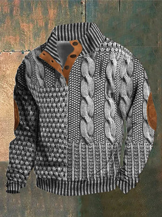 Herren Winter Pullover | Mit Knöpfen und Patch-Design