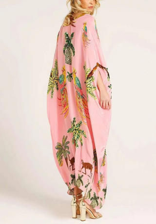 Damen Luftiges Tropenprint Kaftan Kleid | Maxi