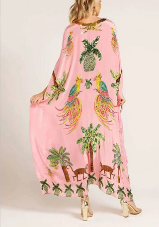 Damen Luftiges Tropenprint Kaftan Kleid | Maxi