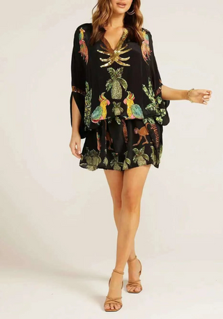 Damen Luftiges Tropenprint Kaftan Kleid | Maxi