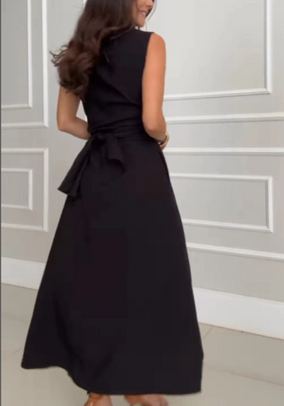 Damen Ärmelloses Hemdblusenkleid mit Bindegürtel | Midi