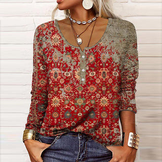 Damen Blumenmuster Langarmshirt | Vintage