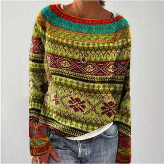 Damen-Pullover mit Druck| Rundhalsausschnitt