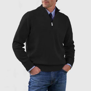 Herren Strickpullover mit Viertelreißverschluss | Stehkragen