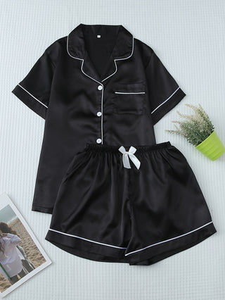 Damen Pyjama Set | Knopfverschluss Oberteil & Shorts