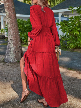 Damen Langarm Maxi kleid | Stufen-Design