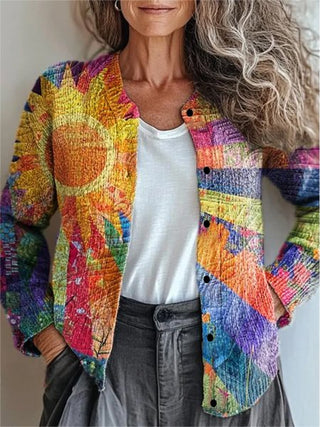 Damen Patchwork-Print Cardigan | Mit Knöpfen