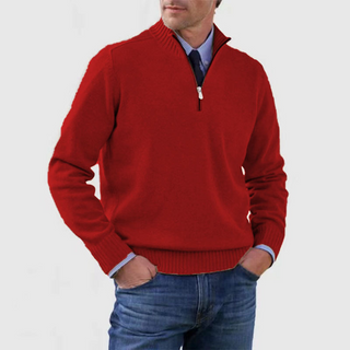 Herren Strickpullover mit Viertelreißverschluss | Stehkragen
