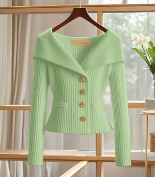 Damen Fitted Button Cardigan | Off Shoulder