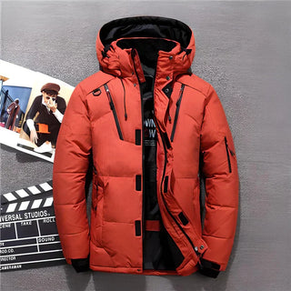 Herren Pufferjacke | Kapuzenparka mit Reißverschlusstaschen