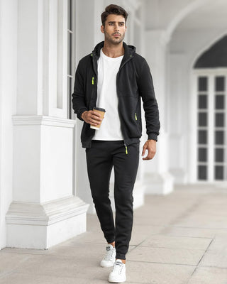 Herren Kapuzenpulli Trainingsanzug Set |Reißverschluss Jacke & Jogginghose