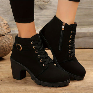Damen Schnür-Stiefeletten | Blockabsatz