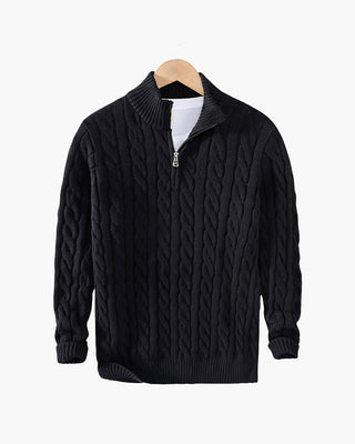 Herren Klassischer Pullover mit Reißverschluss | Langarm Strickdesign