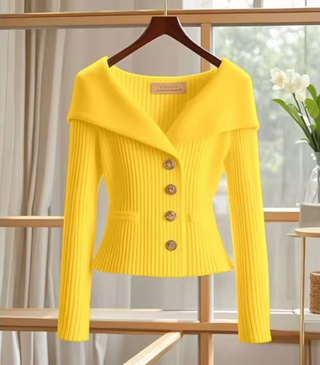 Damen Fitted Button Cardigan | Off Shoulder