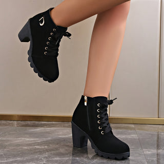 Damen Schnür-Stiefeletten | Blockabsatz