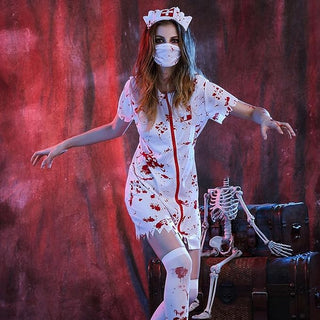 Frauen Halloween Krankenschwester Kostüm | Blutfleck Druck