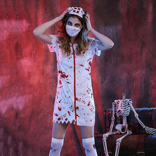 Frauen Halloween Krankenschwester Kostüm | Blutfleck Druck