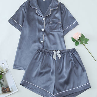 Damen Pyjama Set | Knopfverschluss Oberteil & Shorts