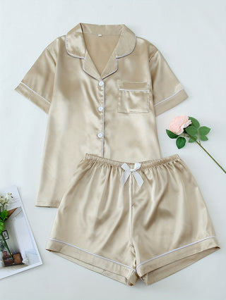 Damen Pyjama Set | Knopfverschluss Oberteil & Shorts